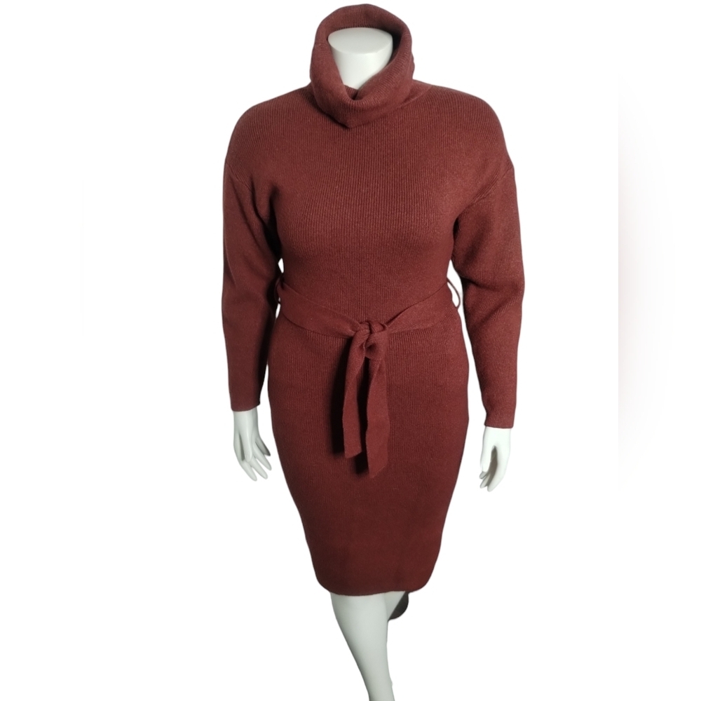 Lilyful Women's Ribbed Turtle Neck Sweater Corpcore‎ Dress Size M Minimalist
